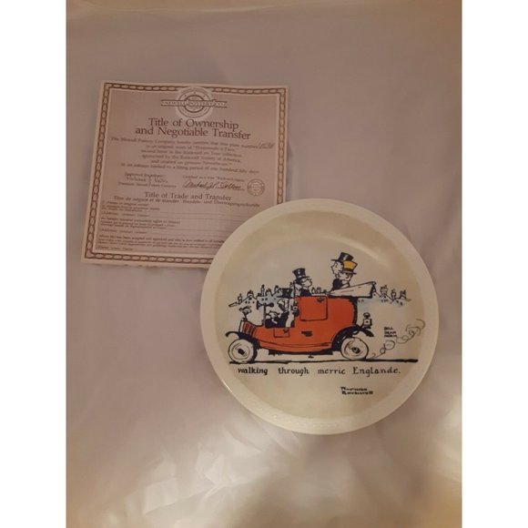 NEWELL POTTERY CO-NORMAN ROCKWELL WALKING THROUGH MERRIE ENGLANDE PLATE - Picture 2 of 4